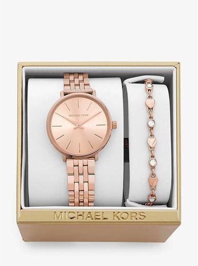 Product Mini Pyper Rose Gold-tone Watch And Heart Link Bracelet Set ...