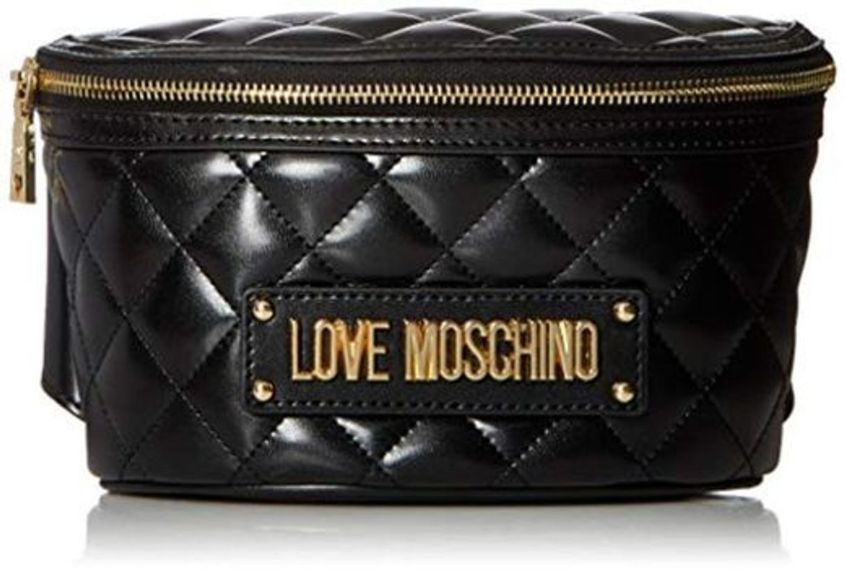 Social Love Moschino Borsa Quilted Nappa PU, Bolsa de mensajero para Mujer, Negro