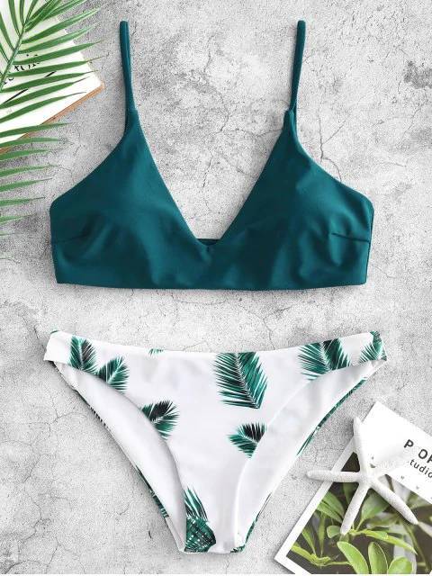 Productos ZAFUL Floral Leaf Print Bikini Set 