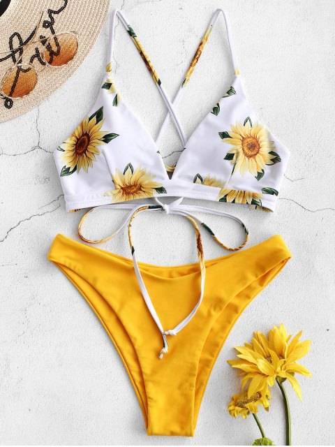 Productos ZAFUL Sunflower Criss Cross Bikini Set