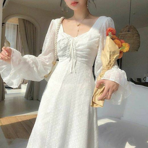 French style midi dress | Vestido branco vintage 