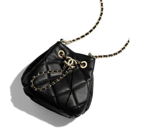 Small Drawstring Bag, lambskin, black - CHANEL