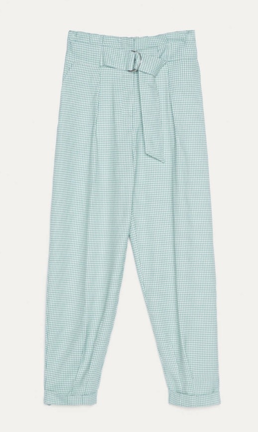 Social Calça slouchy com cinto padrão às riscas verde e branco 