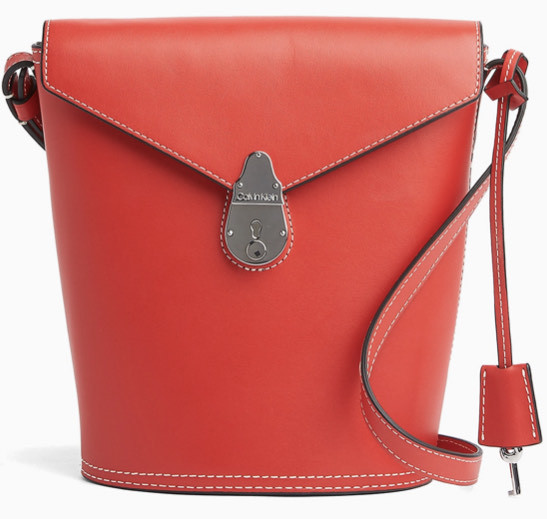 Social SMALL LEATHER LOCK BUCKET BAG RED