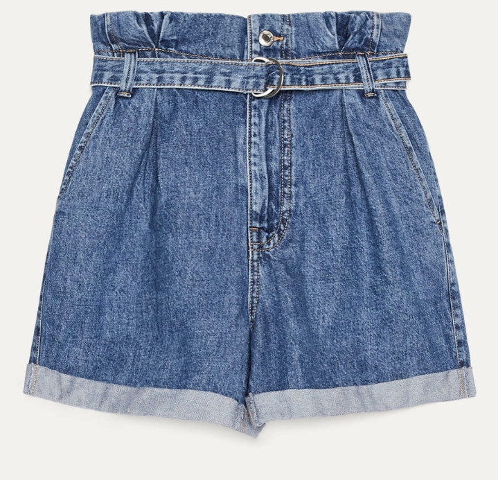 Social  Calções denim paperbag com fivela 