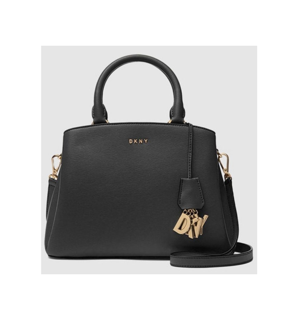 Social Mala de mão DKNY preta em pele bovina com apoios metálicos n