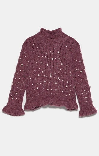 Sweater com alpaca lã e pérolas