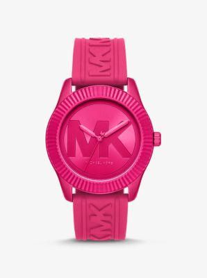 Oversized Maddye Pink-Tone and Silicone Watch