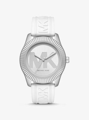 Oversized Maddye Silver-Tone and Silicone Watch