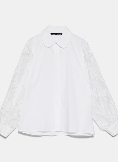 Camisa com mangas de organza