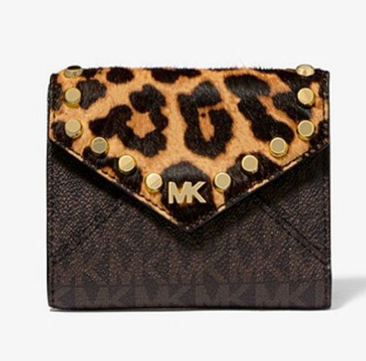 Medium Logo And Leopard Envelope Wallet