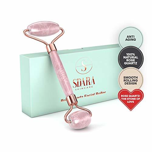 Social Rodillo de cuarzo rosa - Rodillo facial para arrugas