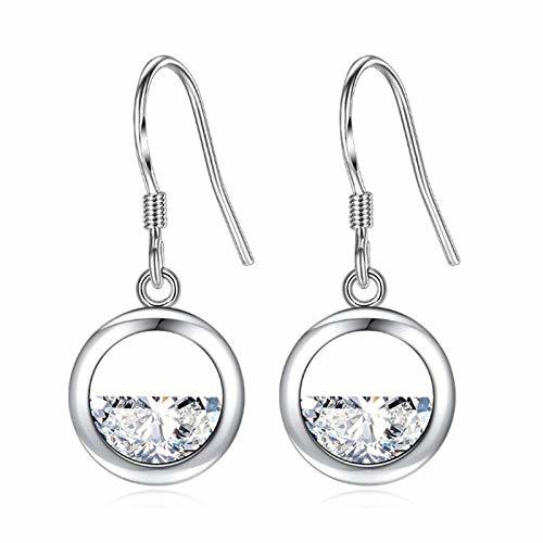 Lugar Moda 925 pendientes de plata esterlina RoundZircon Stud para mujeres joyería niños