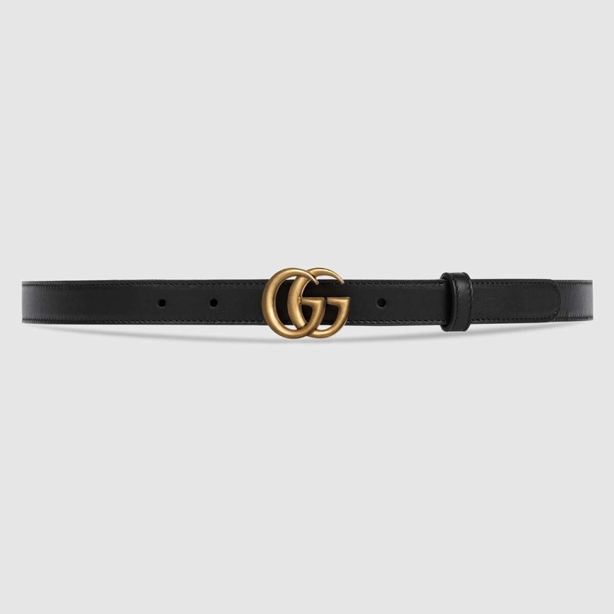 Social GUCCI Leather belt with Double G buckle
