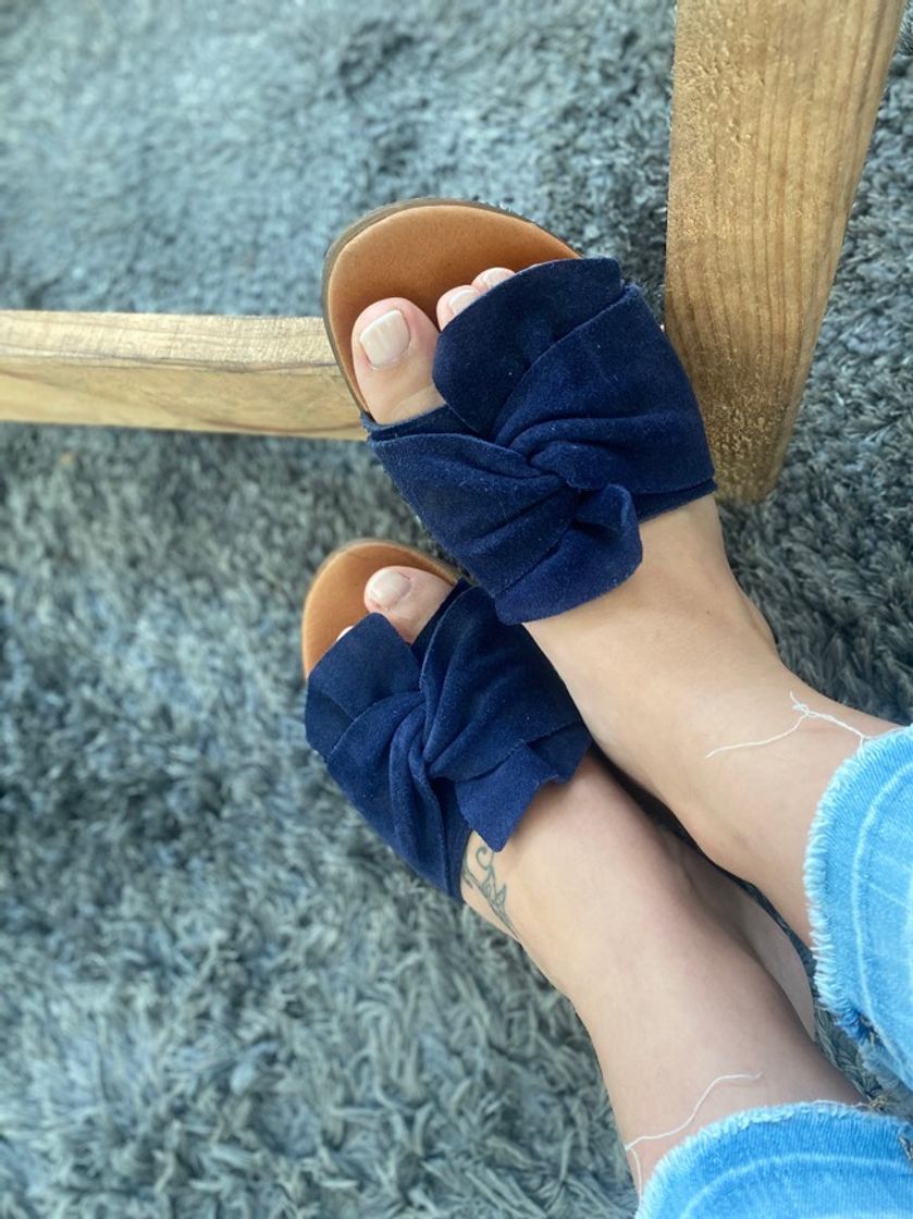 Social Chinelos Laço Azul Escuro