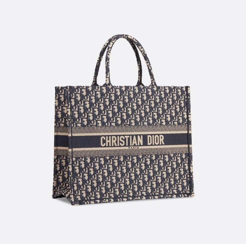 Social BLUE DIOR OBLIQUE EMBROIDERED DIOR BOOK TOTE