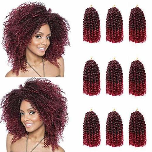 9Pacote Marlybob Trança de Cabelo Curto Ombre Jerry Onda Tranças de Crochê