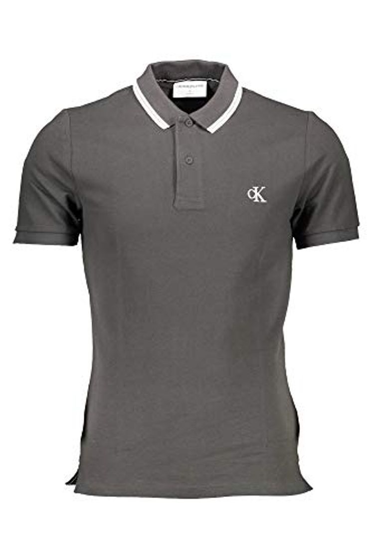 Products Calvin Klein CK Essential Tipping Slim Polo Camisa, Blanco Brillante