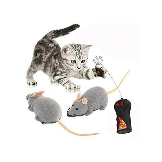 Cisixin Juguete Rata Gato con Control Remoto Inalámbrico para Gatos Perros Animales