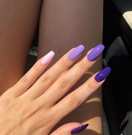 Fashion Purple Gradient Nails