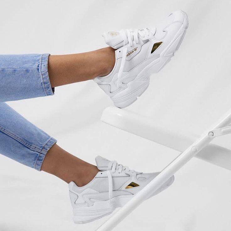 All white adidas falcon