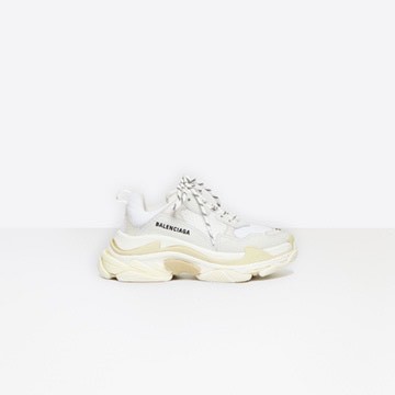 Fashion Triple S Sneaker in white calfskin, lambskin and mesh