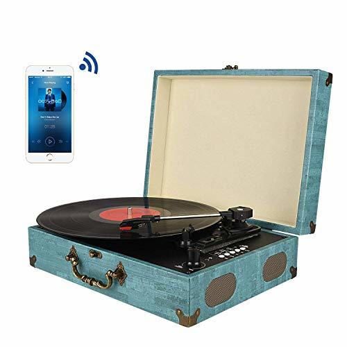Tocadiscos Bluetooth con Estéreo Altavoces, Tocadiscos de Vinilo de Estilo Vintage, 33/45/78