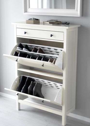 HEMNES Sapateira c/2 compartimentos, branco, 89x127 cm - IKEA