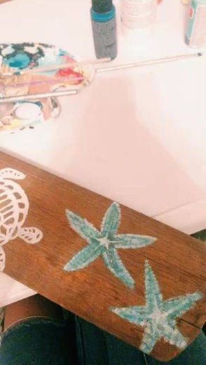 Starfishes on a wooden board