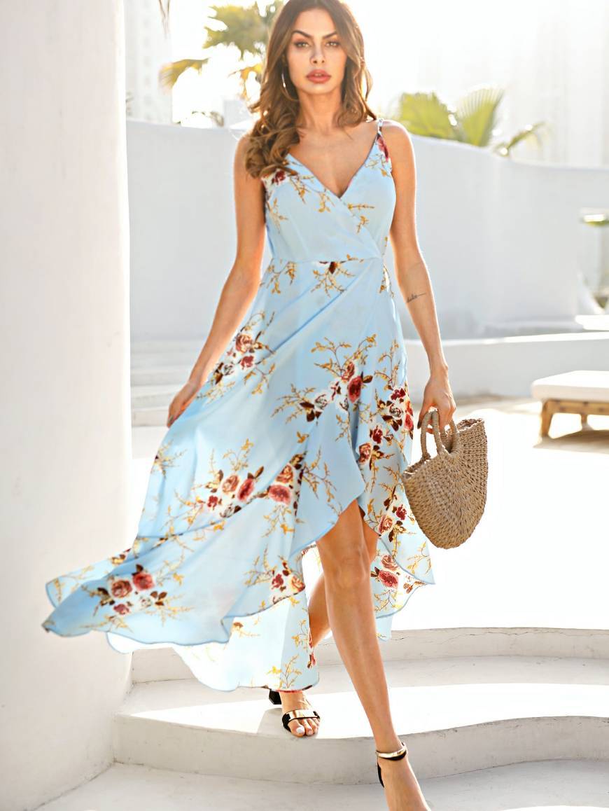 Fashion Floral blue dress