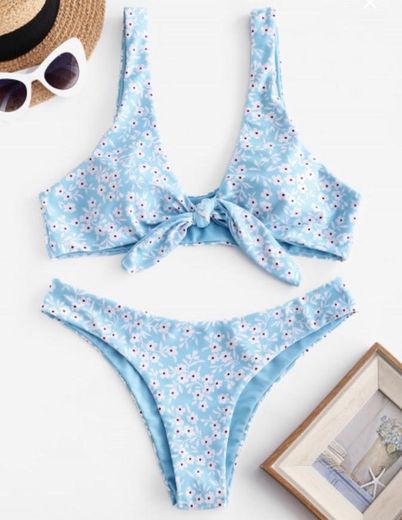 Zaful Blue Floral Bikini