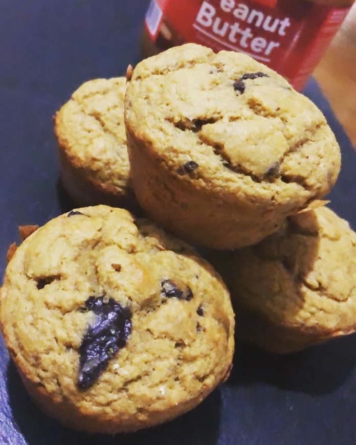 Moda Muffins de banana e manteiga de amendoim