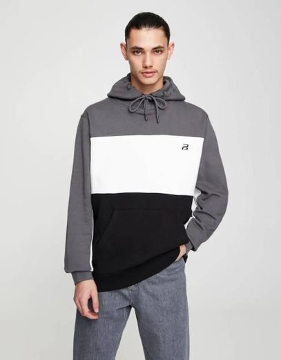 Sweatshirt com color block e logótipo em contraste