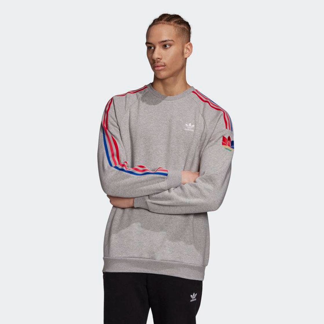 Moda adidas Sweatshirt 3-Stripes Trefoil 3D Adicolor - Cinzento | adidas ...