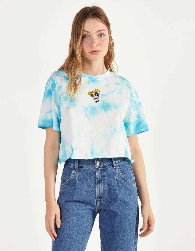 Fashion T-shirt com tie-dye As Powerpuff Girls x Bershka

