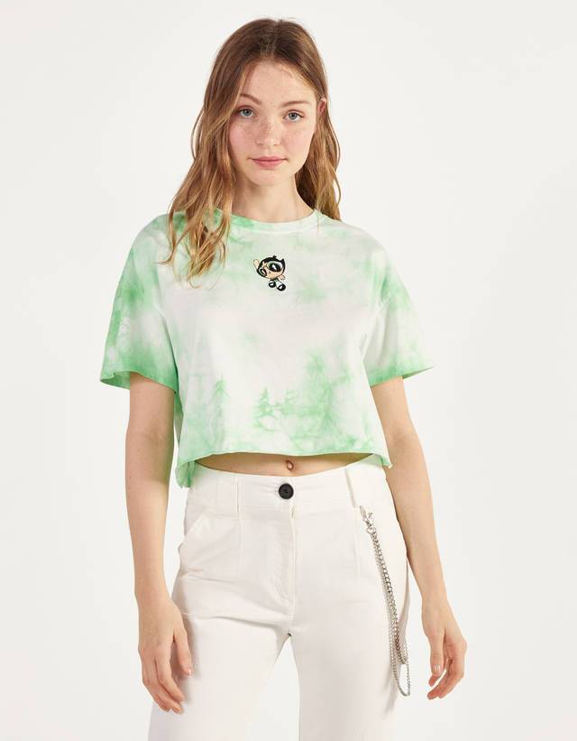 Fashion T-shirt com tie-dye As Powerpuff Girls x Bershka

