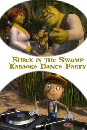 Película Shrek en el baile con karaoke en la ciénaga