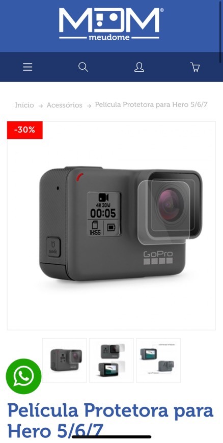 Products Película Protetora para GoPro hero 5/6/7