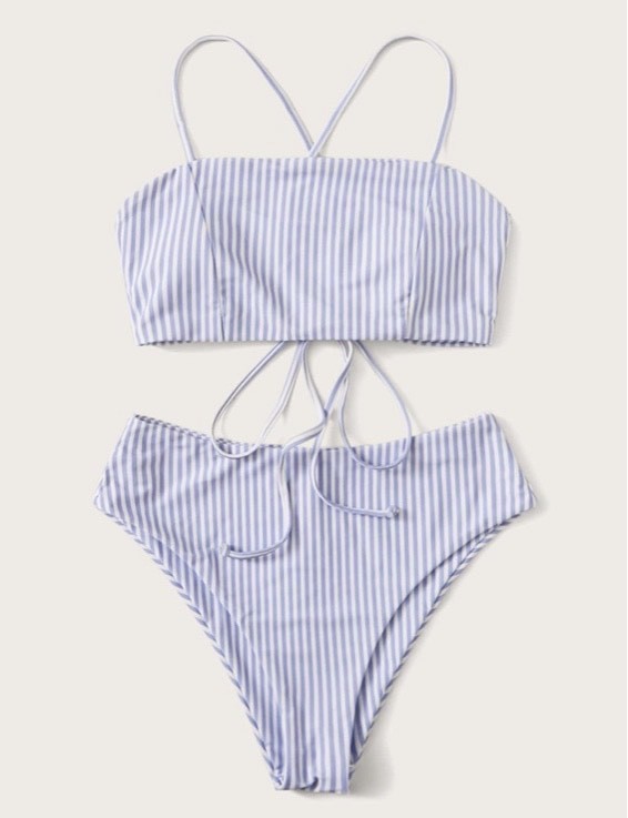 Moda Striped high waisted bikini swimsuit 