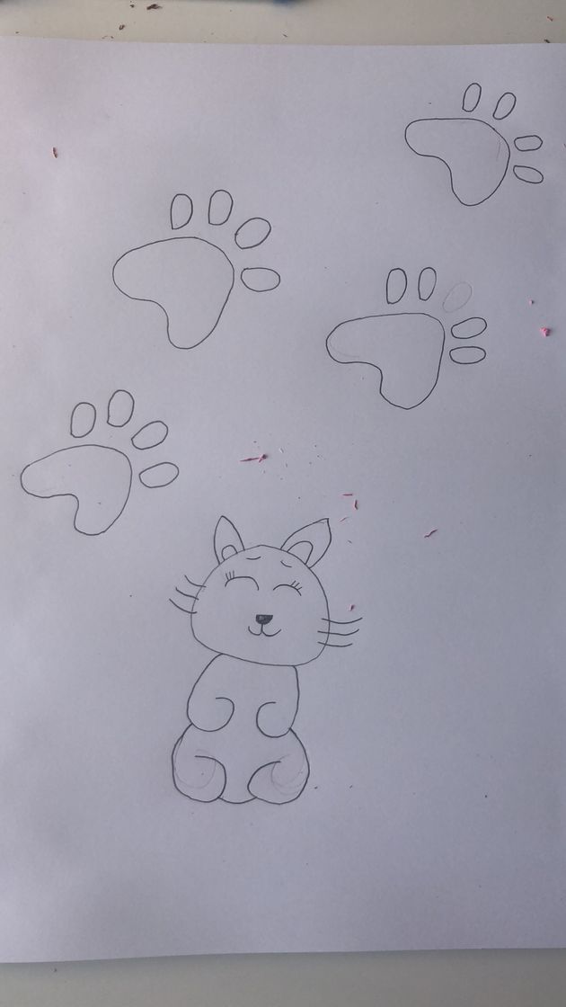 Social Dibujo de gato con huellas de gato 