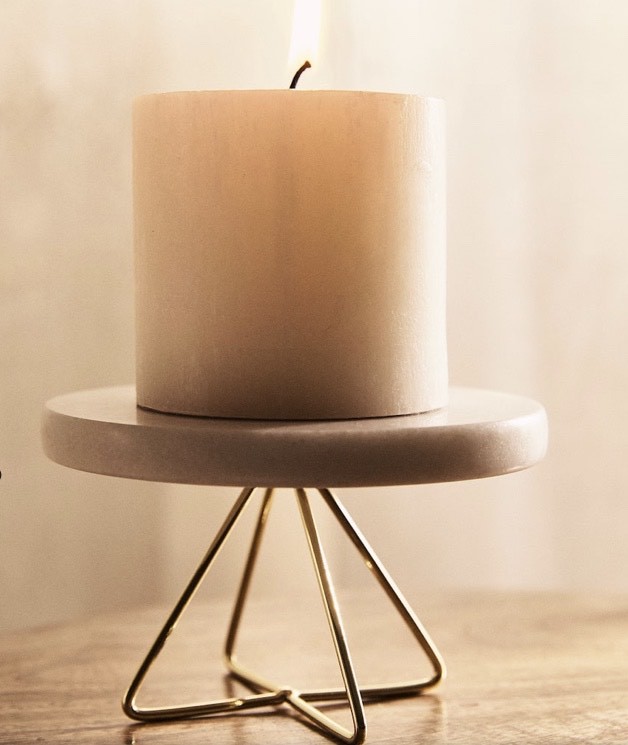 Social Porta-Velas Mármore e Metal