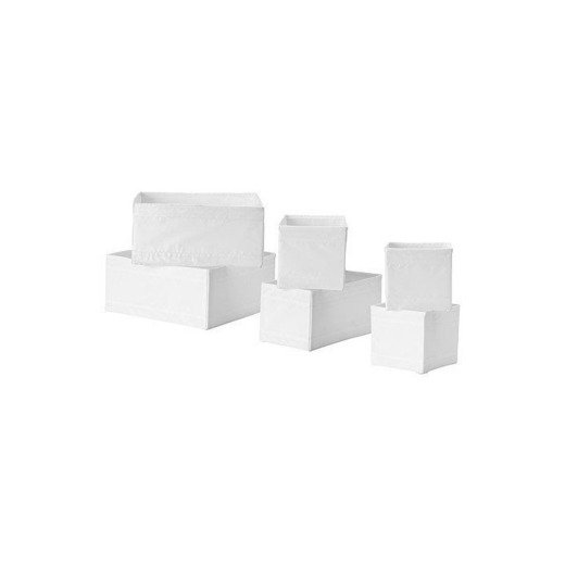Ikea - Conjunto de 6 Cajas de almacenaje SKUBB en 3 tamaños - Color Blanco
