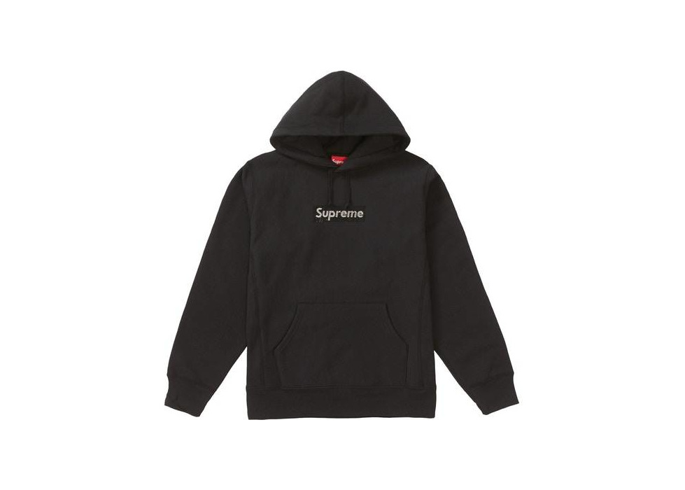 Supreme Swarovski Box Logo Hooded Sweatshirt Black