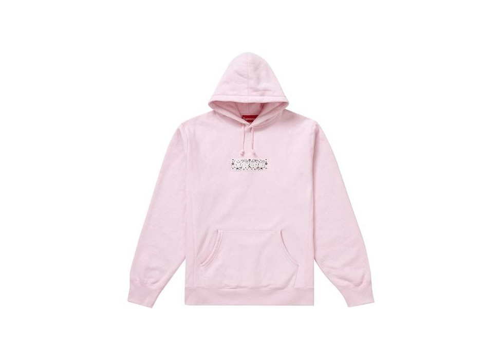 Supreme Bandana Box Logo Hooded Sweatshirt Pink