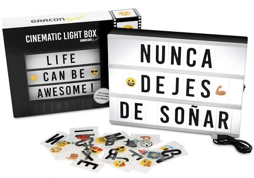 Caja de Luz LED A4 con 300 Letras, Divertidos Emojis y 2