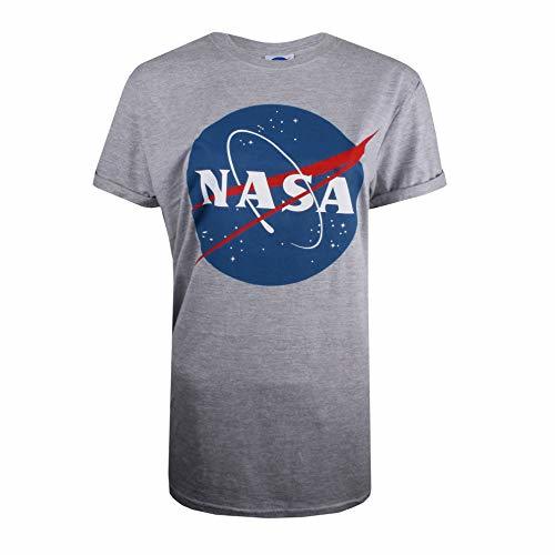 Moda Nasa Circle Logo Camiseta, Gris