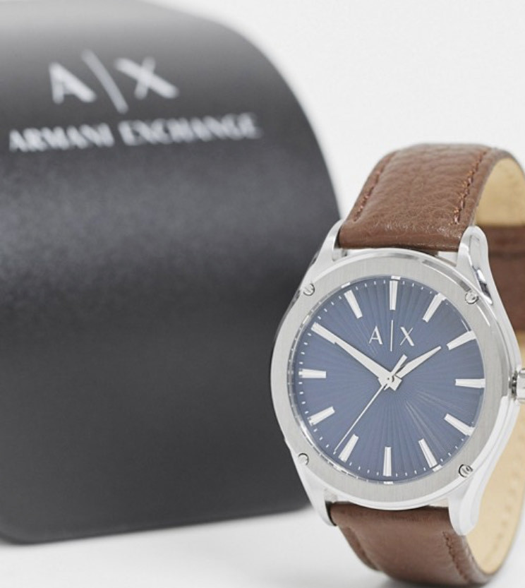 Producto Armani Exchange Fitz brown leather strap watch