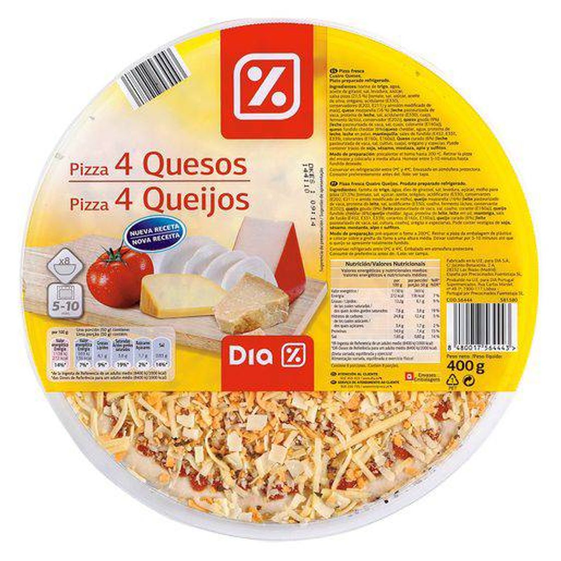 Moda DIA Pizza Fresca de 4 Queijos 400 g | PIZZA | Minipreço