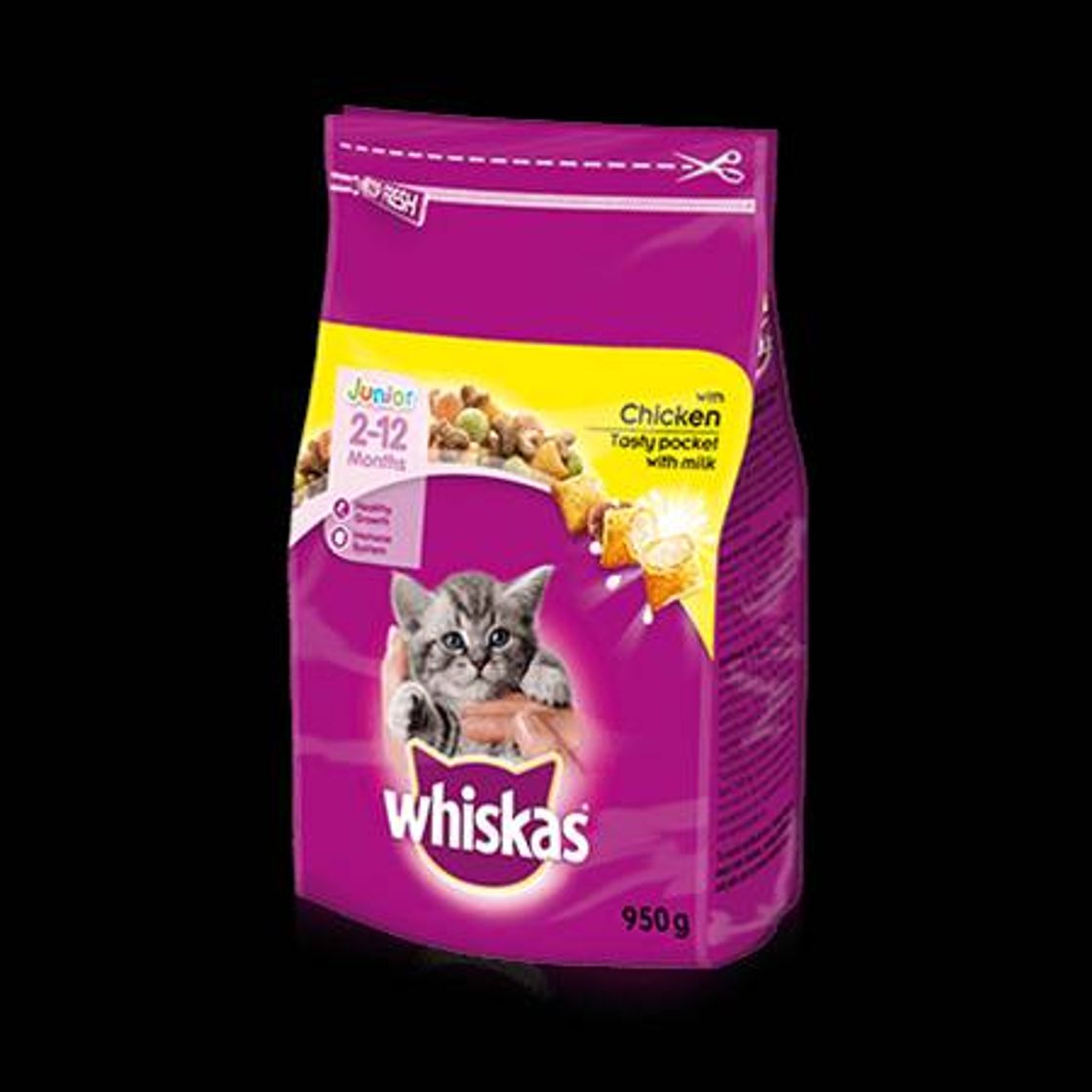 Fashion Alimentação Seca de Galinha Júnior 2-12 Meses | WHISKAS®