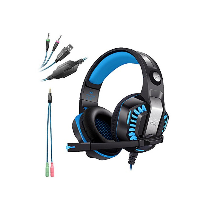 KOTION EACH G2000 Auriculares Gaming LED 3.5mm+USB Estéreo Cascos Ruido Reducción de